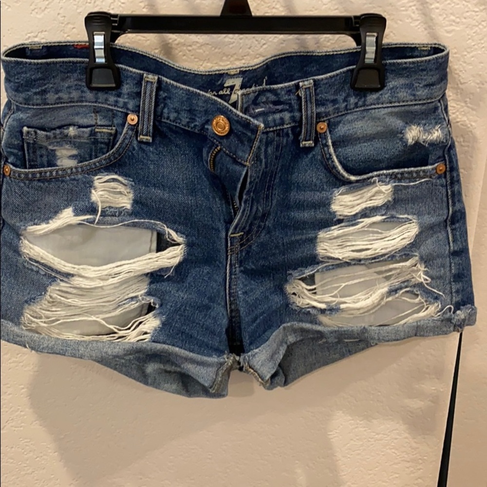 7 for all mankind distressed jean shorts size 26